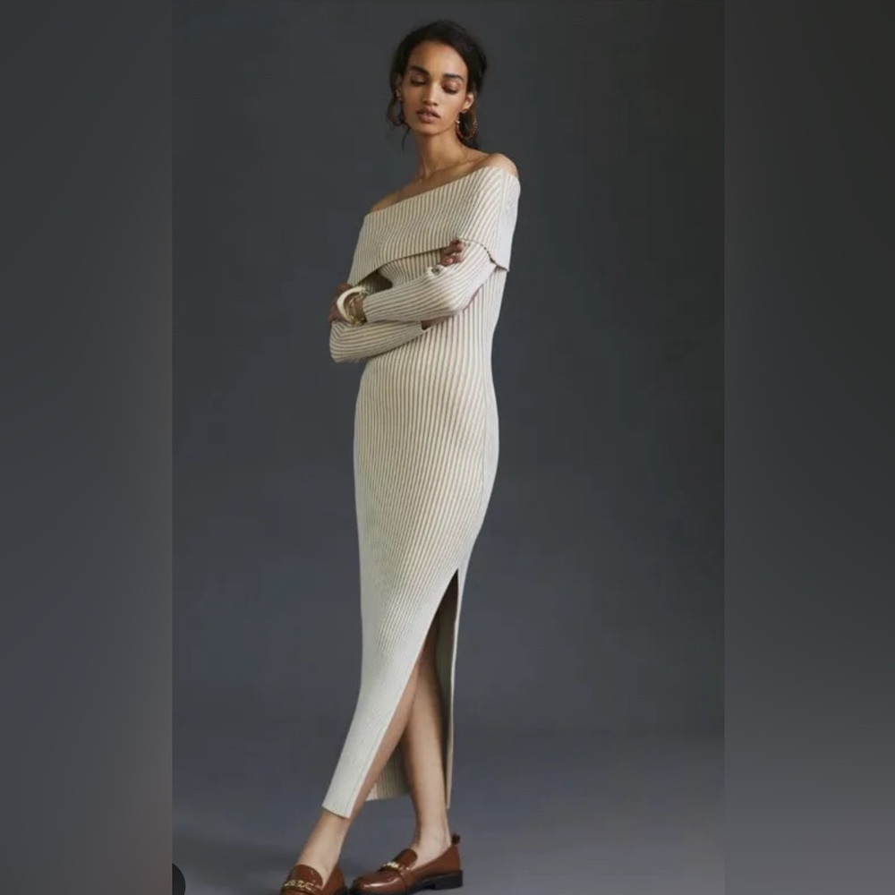 By Anthropolgie ribbed off the shoulder dress